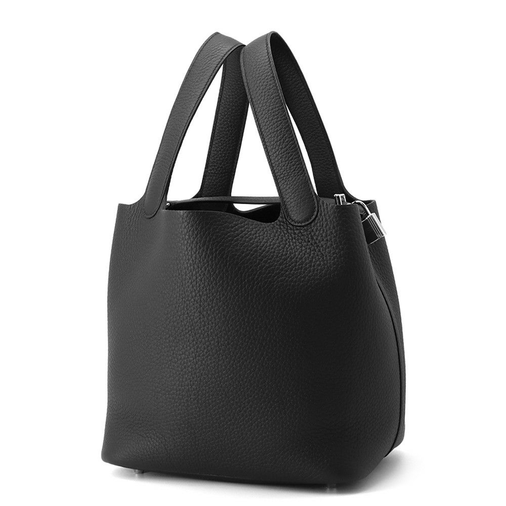 エルメス ハンドバッグ ピコタンロックMM ブラック/シルバー金具 トリヨンクレマンス K刻印 HERMES トートバッグ 黒