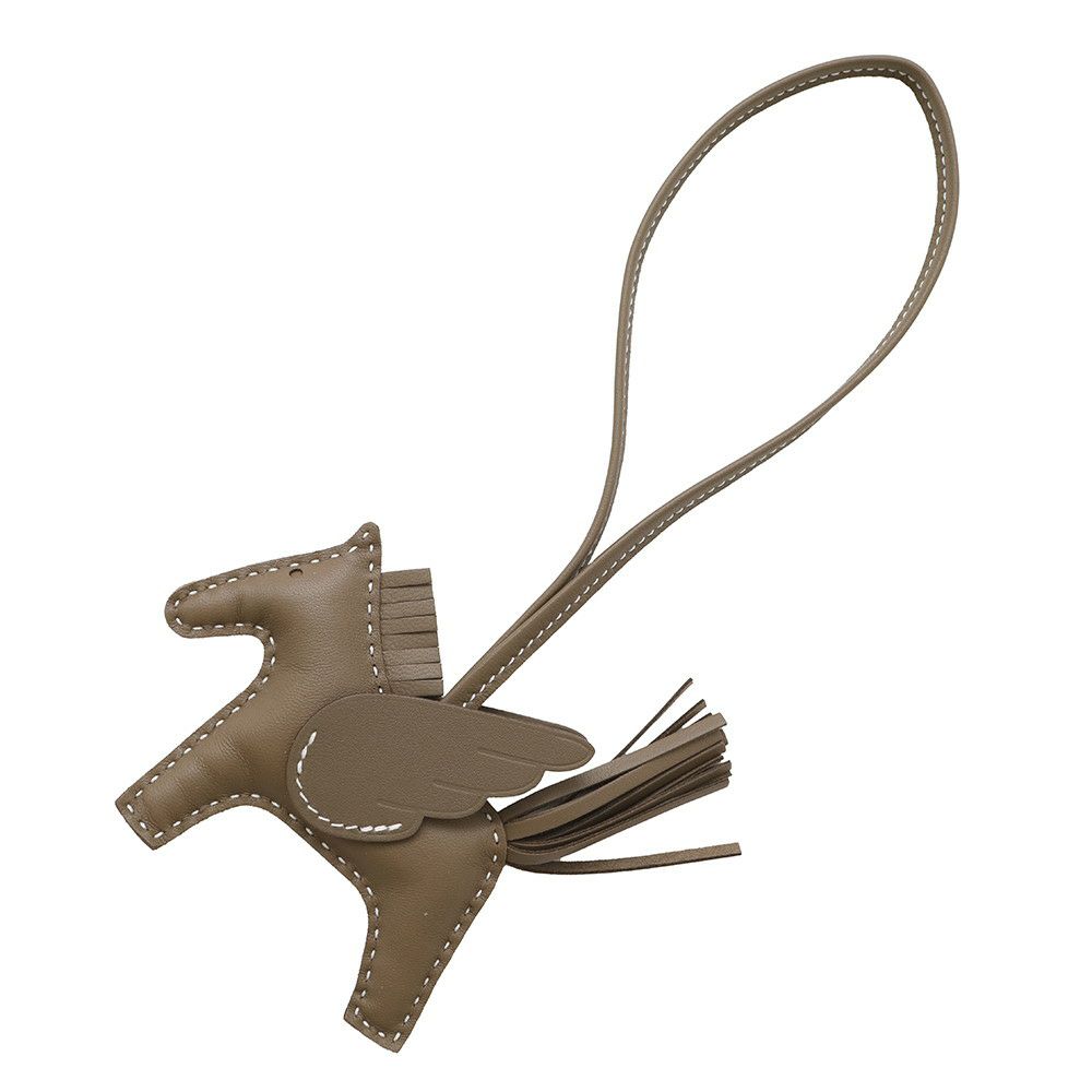 エルメス バッグチャーム ロデオ ペガサスPM エトゥープ ラムスキン W刻印 HERMES