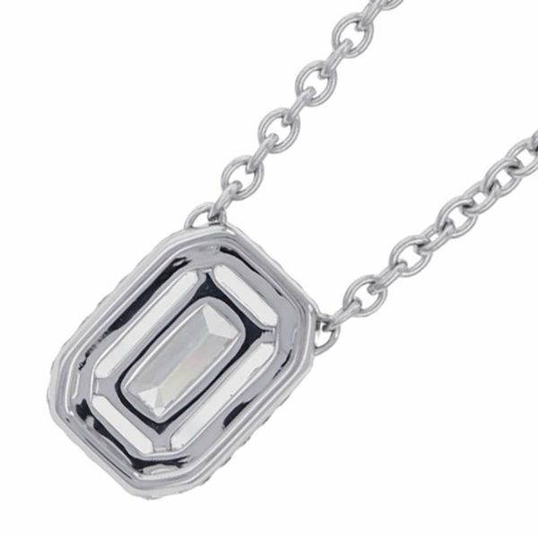 グラフ ネックレス アイコン ダイヤモンド エメラルドカット 中石0.52ct 48P 計0.30ct K18WG ペンダント GIA鑑定書付き