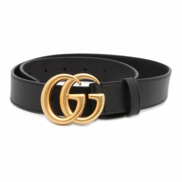 グッチ ベルト ダブルG バックル スリム GGマーモント レザー サイズ75 414516 GUCCI 黒 メンズ