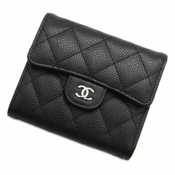 シャネル 三つ折り財布  クラシック スモール フラップ ウォレット ラムスキン AP0231 CHANEL ブラック 黒