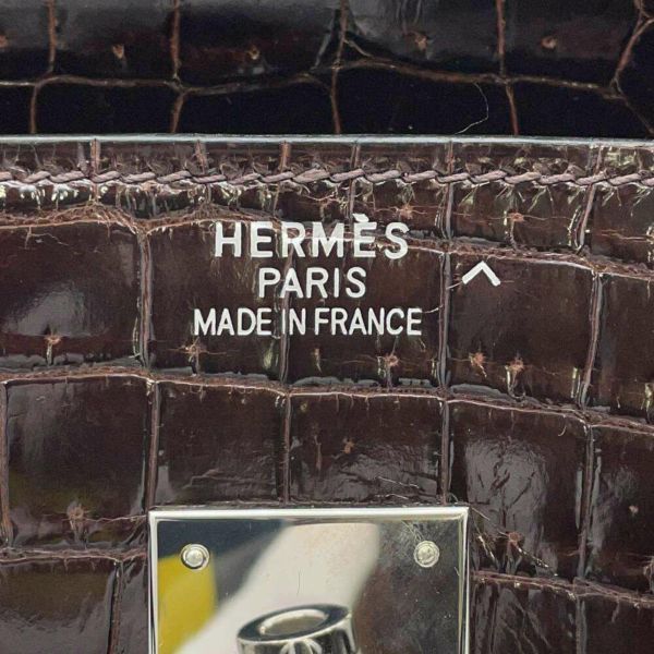 エルメス バーキン35 コカオン/シルバー金具 クロコダイル ポロサスシャイン □J刻印 HERMES Birkin ハンドバッグ