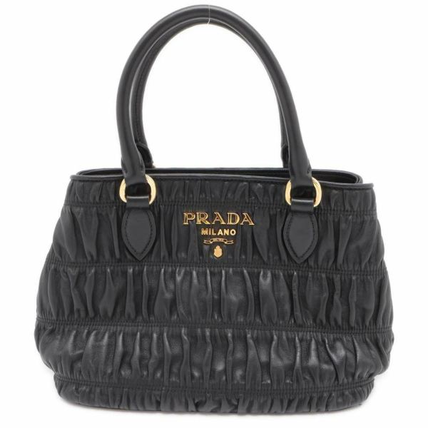 プラダ ハンドバッグ ギャザー レザー 1BA172 PRADA バッグ 2wayショルダーバッグ 黒