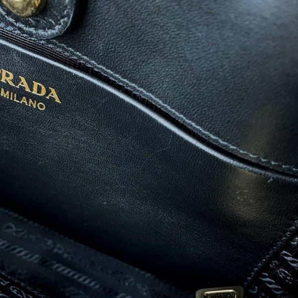 プラダ ハンドバッグ ギャザー レザー 1BA172 PRADA バッグ 2wayショルダーバッグ 黒