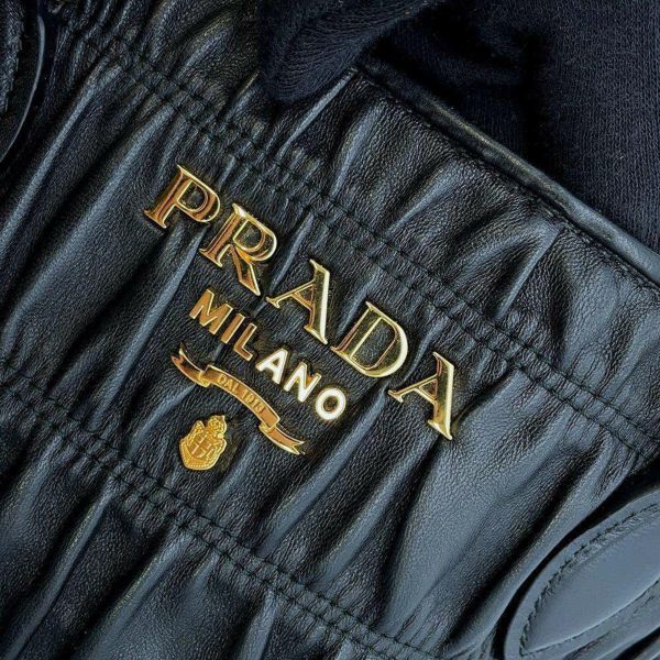 プラダ ハンドバッグ ギャザー レザー 1BA172 PRADA バッグ 2wayショルダーバッグ 黒