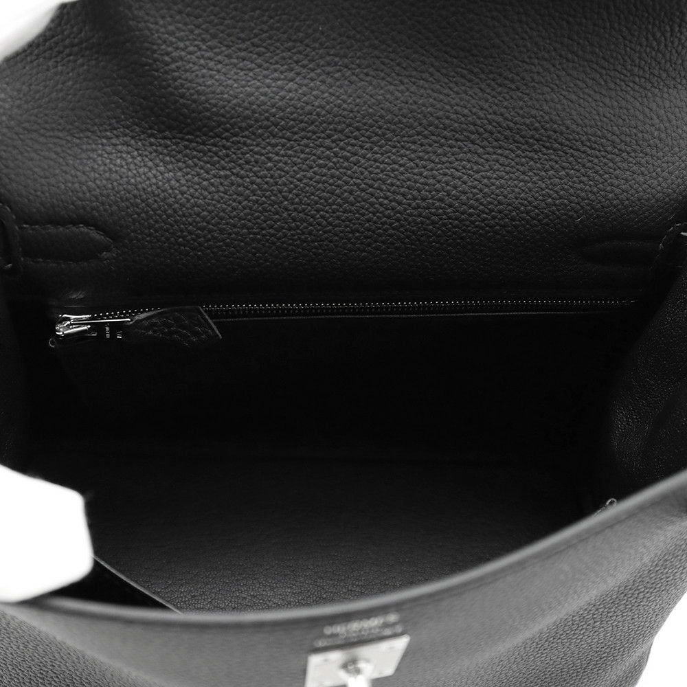 エルメス ハンドバッグ ケリー25 内縫い ブラック/シルバー金具 トゴ W刻印 HERMES Kelly 2wayバッグ 黒