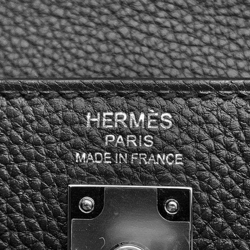 エルメス ハンドバッグ ケリー25 内縫い ブラック/シルバー金具 トゴ W刻印 HERMES Kelly 2wayバッグ 黒