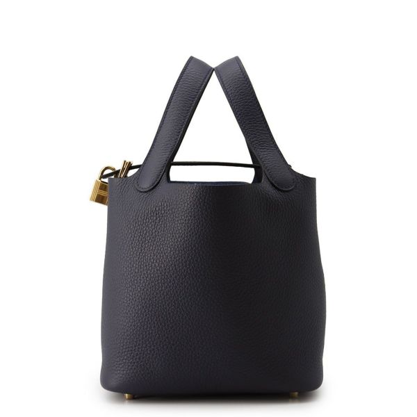 エルメス ハンドバッグ ピコタンロックPM ブルーニュイ/ゴールド金具 トリヨンクレマンス K刻印