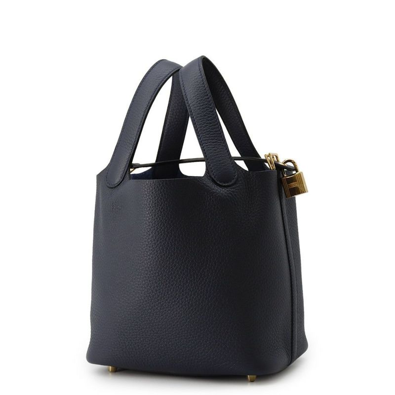 エルメス ハンドバッグ ピコタンロックPM ブルーニュイ/ゴールド金具 トリヨンクレマンス K刻印