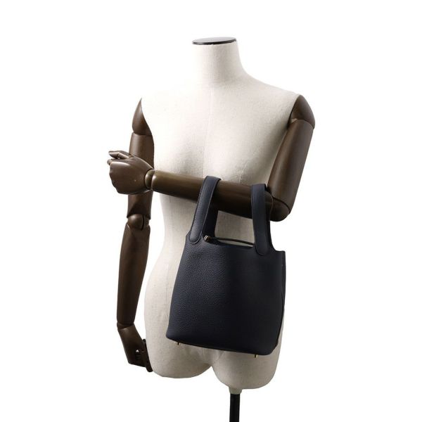 エルメス ハンドバッグ ピコタンロックPM ブルーニュイ/ゴールド金具 トリヨンクレマンス K刻印