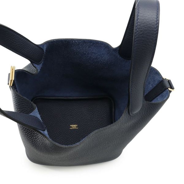 エルメス ハンドバッグ ピコタンロックPM ブルーニュイ/ゴールド金具 トリヨンクレマンス K刻印