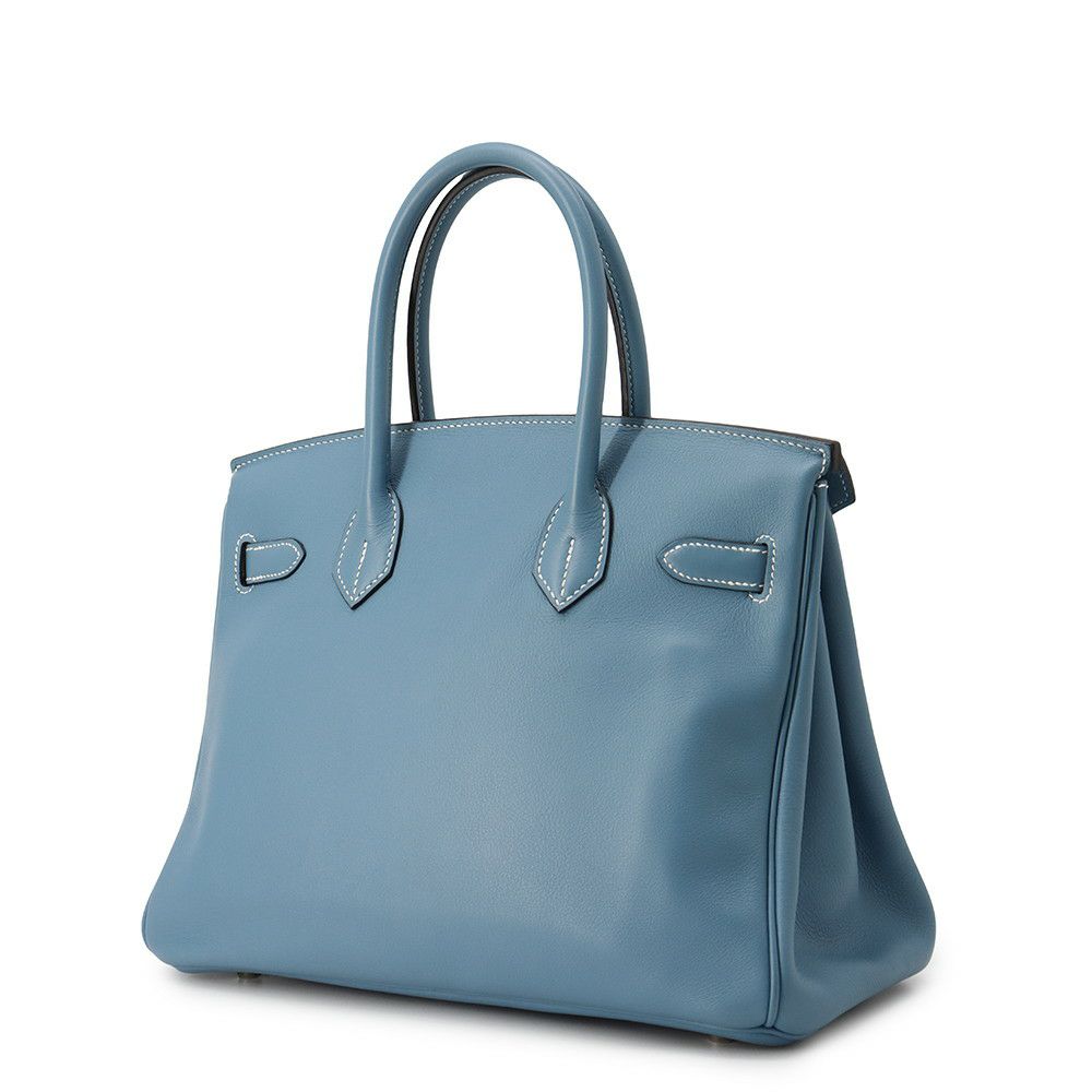 エルメス バーキン30 ブルージーン/シルバー金具 スイフト □L刻印 HERMES Birkin ハンドバッグ