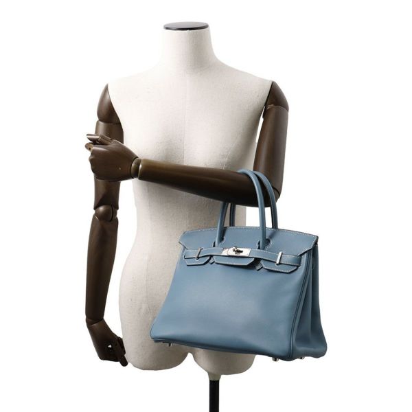 エルメス バーキン30 ブルージーン/シルバー金具 スイフト □L刻印 HERMES Birkin ハンドバッグ