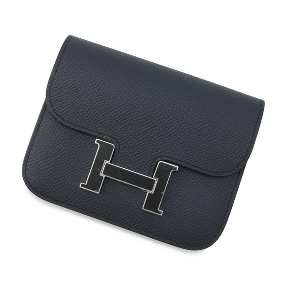 エルメス 財布 コンスタンス スリム ブルーインディゴ/シルバー金具/ラッカー金具 エプソン B刻印 HERMES 財布