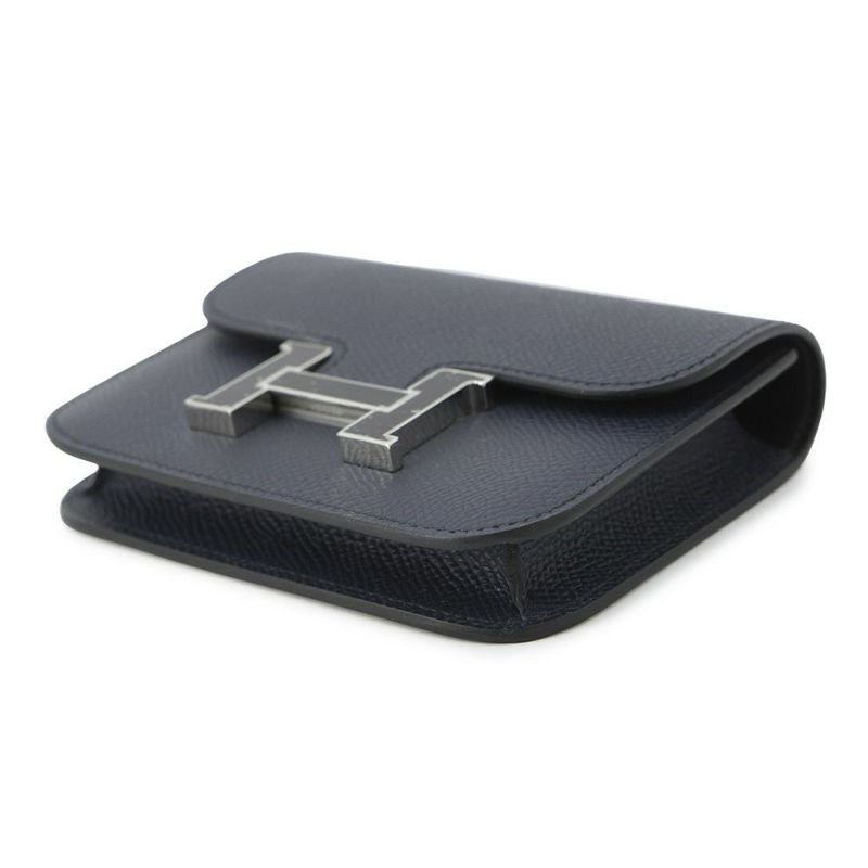 エルメス 財布 コンスタンス スリム ブルーインディゴ/シルバー金具/ラッカー金具 エプソン B刻印 HERMES 財布