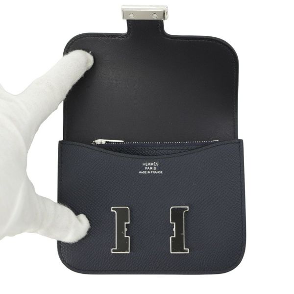 エルメス 財布 コンスタンス スリム ブルーインディゴ/シルバー金具/ラッカー金具 エプソン B刻印 HERMES 財布