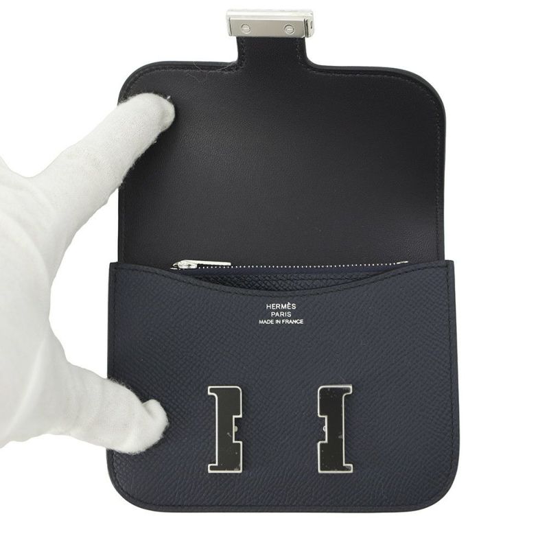 エルメス 財布 コンスタンス スリム ブルーインディゴ/シルバー金具/ラッカー金具 エプソン B刻印 HERMES 財布