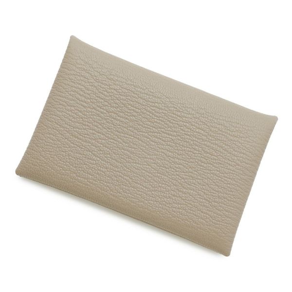 エルメス カードケース カルヴィ トゥルティエールグレー/シルバー金具 シェブルミゾル W刻印 HERMES 財布