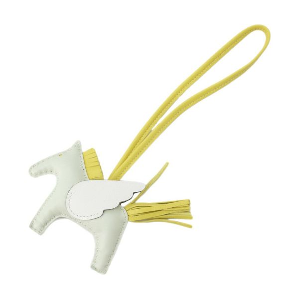 エルメス バッグチャーム ロデオPM ペガサス ヴェールフィズ/ライム/ホワイト ラムスキン B刻印