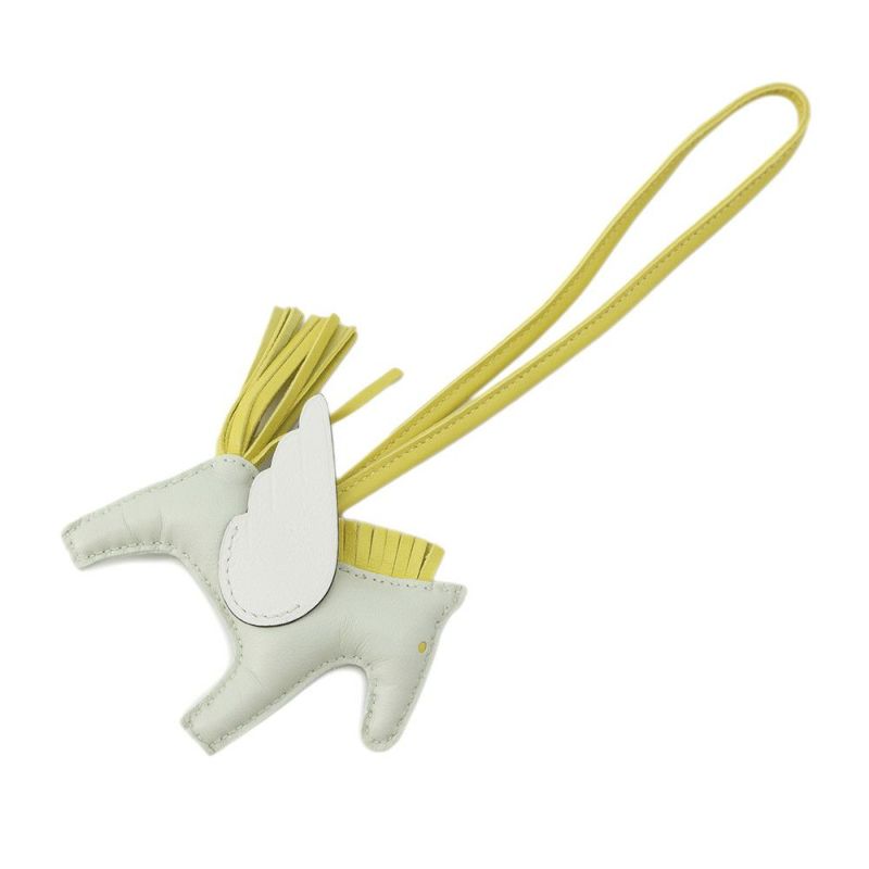 エルメス バッグチャーム ロデオPM ペガサス ヴェールフィズ/ライム/ホワイト ラムスキン B刻印