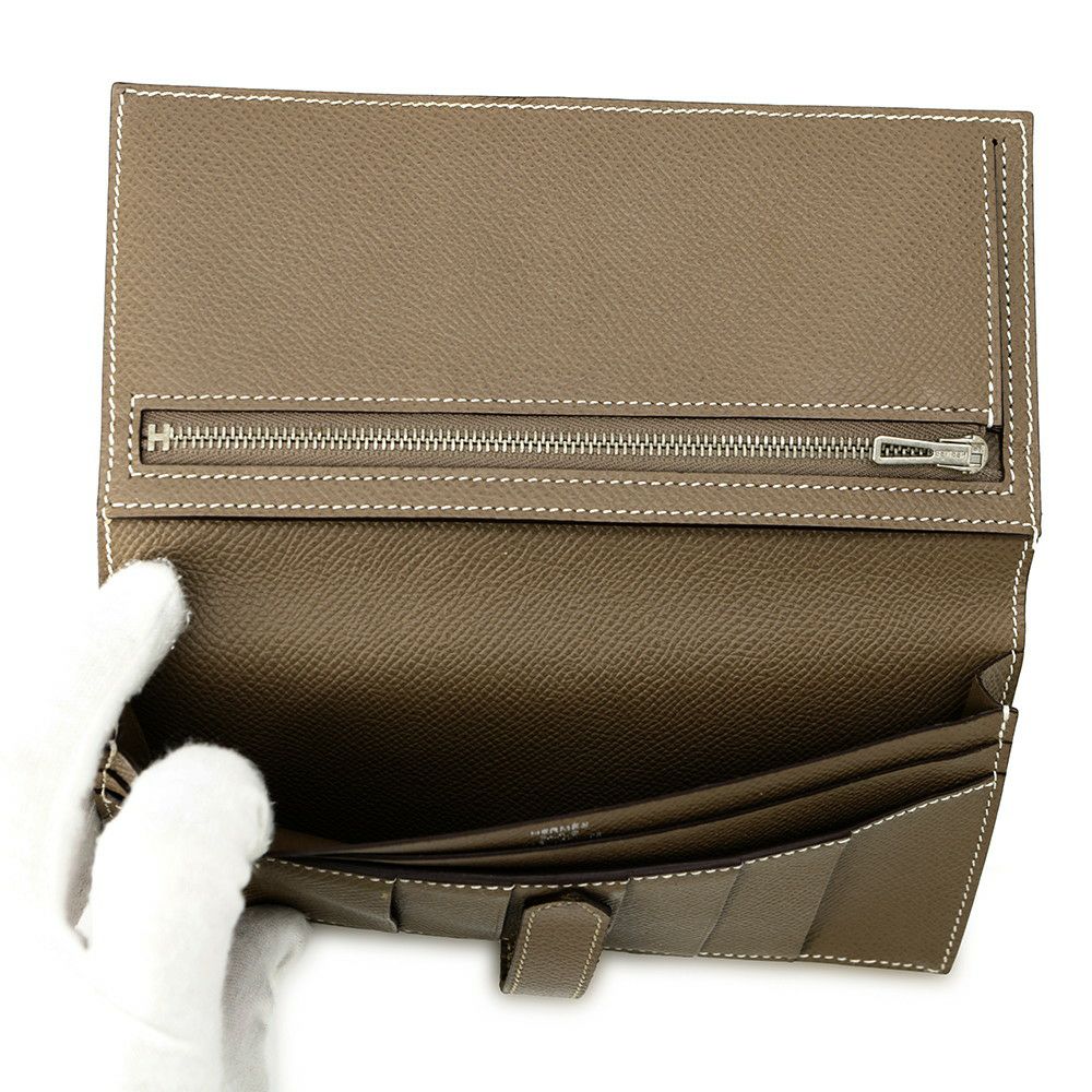 エルメス 長財布 ベアンスフレ エトゥープ/シルバー金具 エプソン A刻印 HERMES 財布