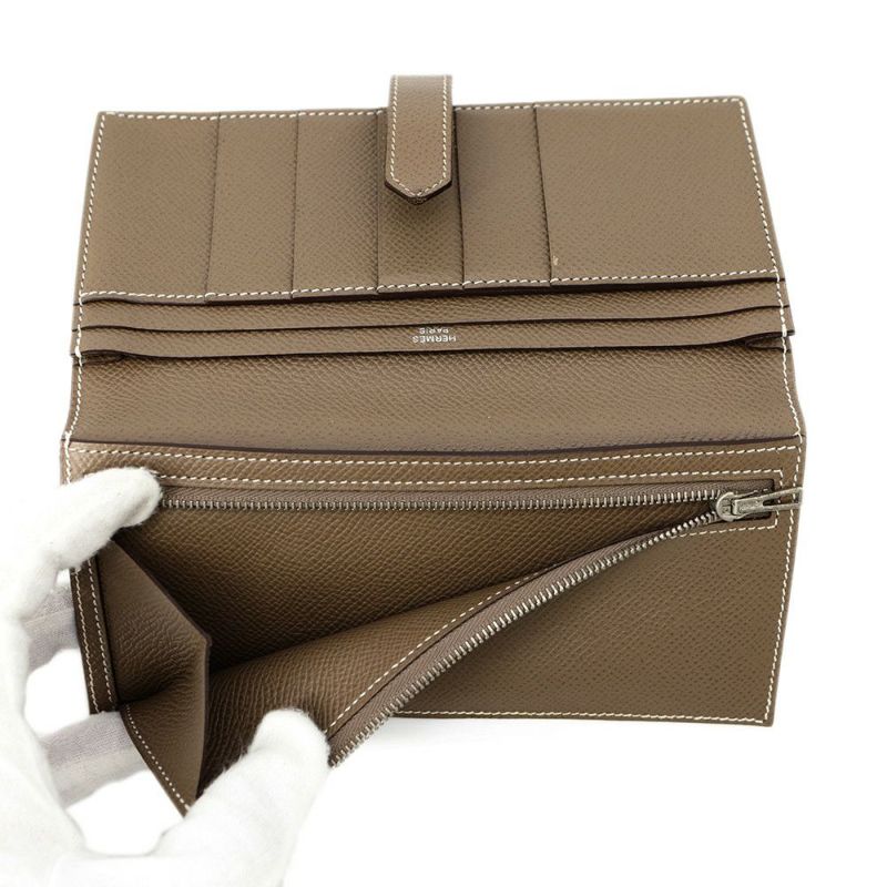 エルメス 長財布 ベアンスフレ エトゥープ/シルバー金具 エプソン A刻印 HERMES 財布