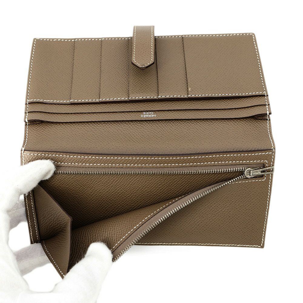エルメス 長財布 ベアンスフレ エトゥープ/シルバー金具 エプソン A刻印 HERMES 財布