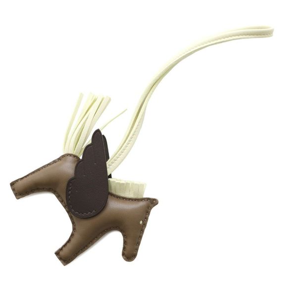 エルメス バッグチャーム ロデオPM ペガサス エトゥープ/ジョーヌミルトン/ルージュセリエ ラムスキン W刻印