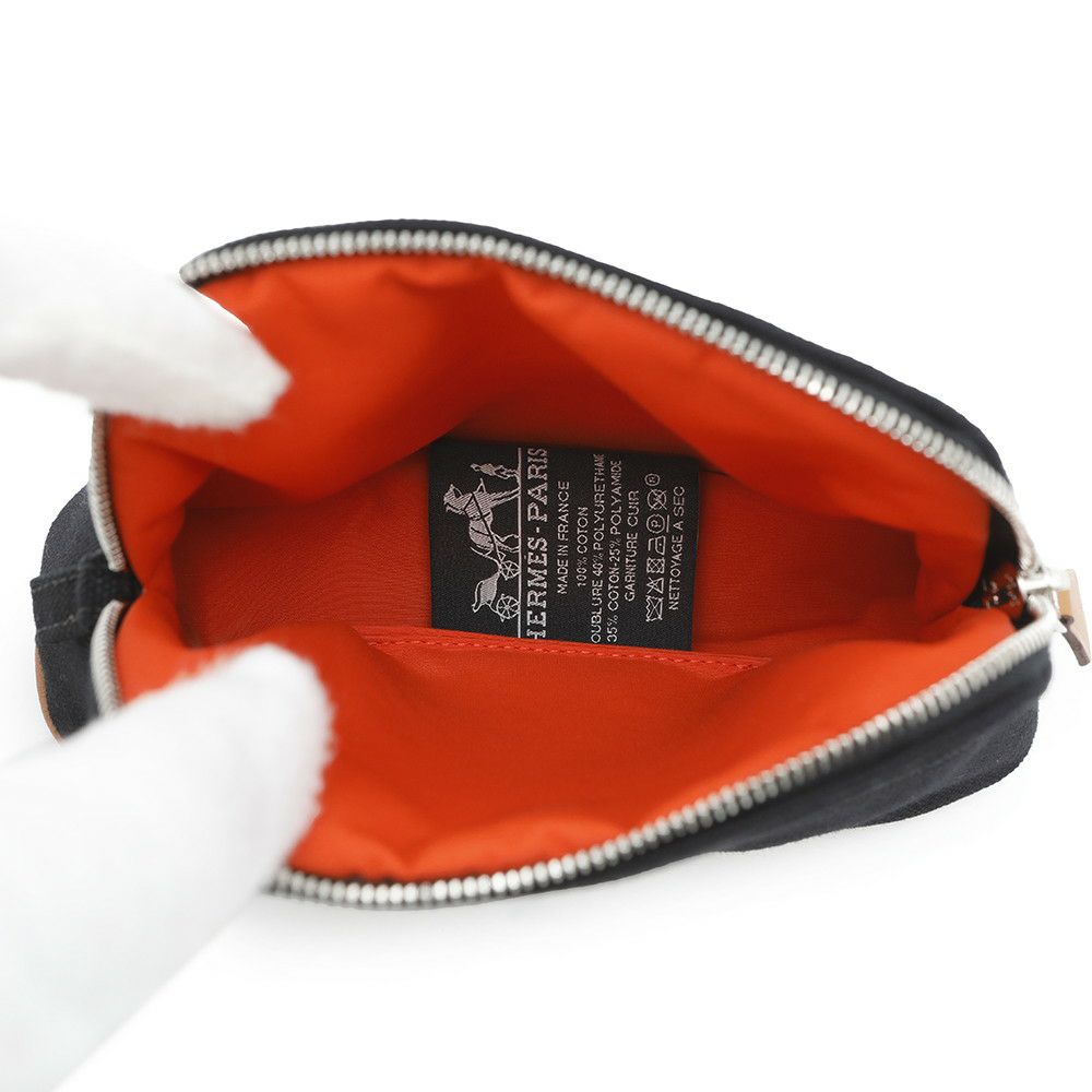 エルメス ポーチ ボリードポーチ ミニミニ ブラック/シルバー金具 コットン HERMES 小物入れ 黒