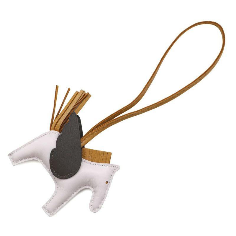 エルメス バッグチャーム ロデオPM ペガサス モーヴペール/エベンヌ/セサミ ラムスキン U刻印