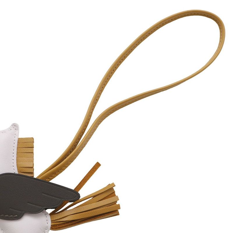 エルメス バッグチャーム ロデオPM ペガサス モーヴペール/エベンヌ/セサミ ラムスキン U刻印