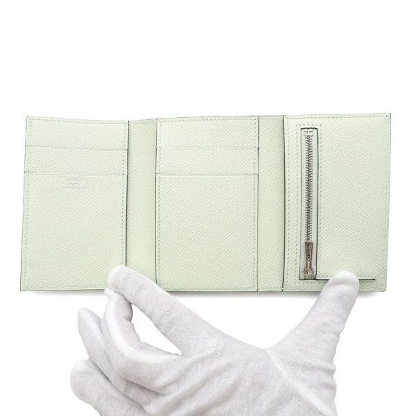エルメス 三つ折り財布 ベアンコンビネ ヴェールフィズ/シルバー金具 エプソン B刻印
