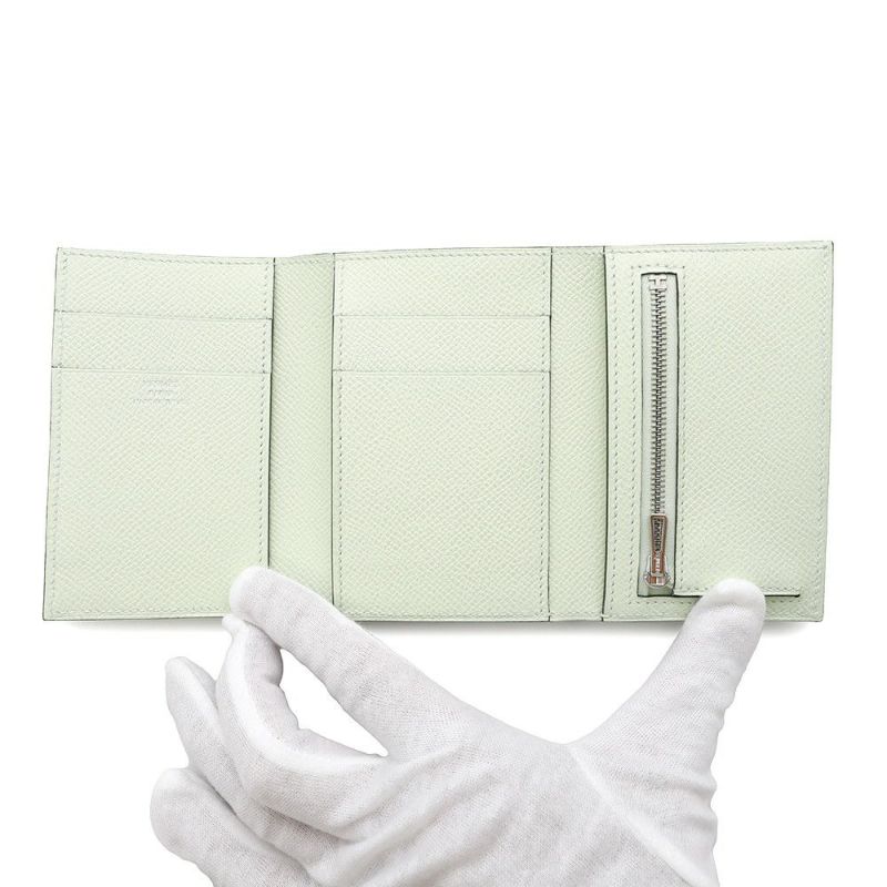 エルメス 三つ折り財布 ベアンコンビネ ヴェールフィズ/シルバー金具 エプソン B刻印