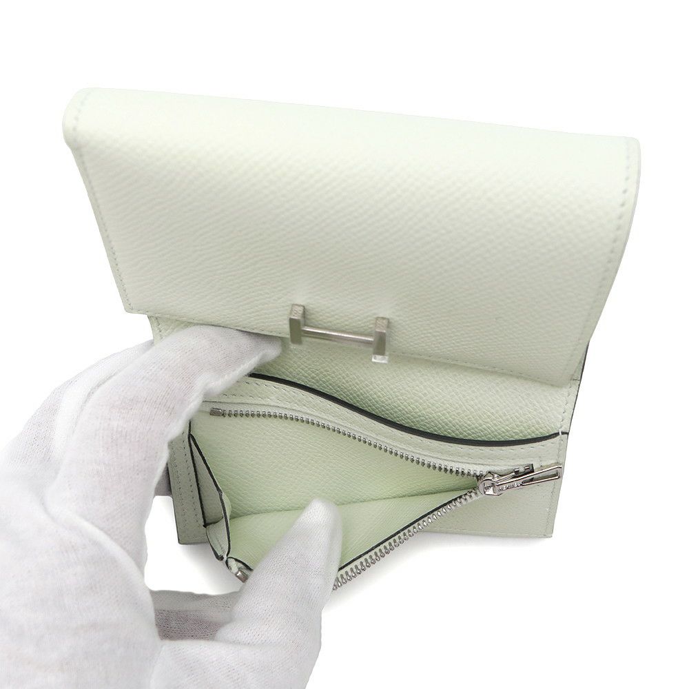 エルメス 三つ折り財布 ベアンコンビネ ヴェールフィズ/シルバー金具  