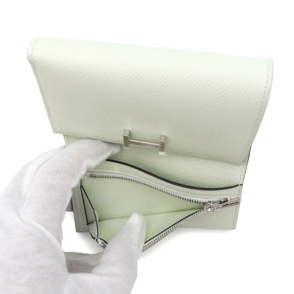 エルメス 三つ折り財布 ベアンコンビネ ヴェールフィズ/シルバー金具 エプソン B刻印