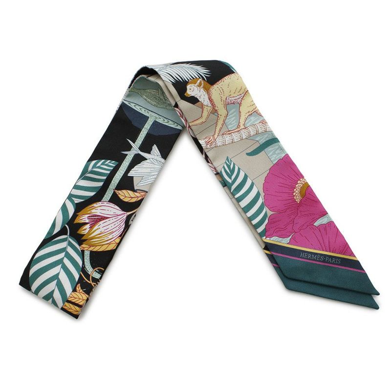 エルメス スカーフ ツイリー プレシャス・パラダイス PRECIOUS PARADISE HERMES 2024春夏 黒