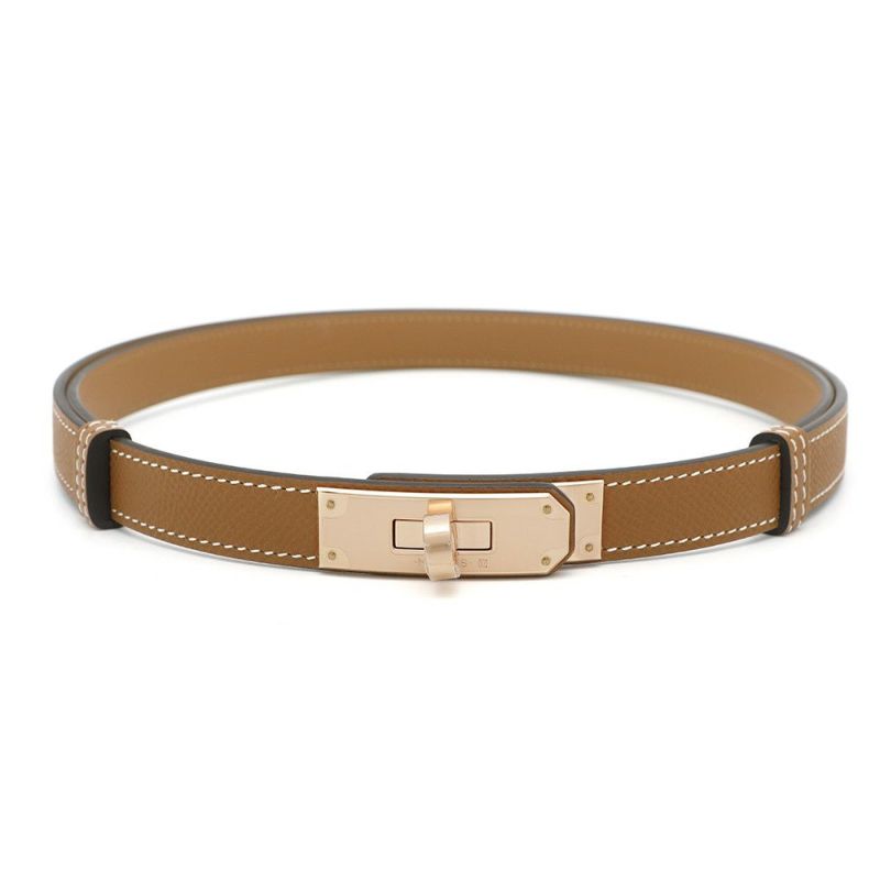 エルメス ケリーベルト18 ゴールド/ピンクゴールド金具 エプソン K刻印 HERMES べルト