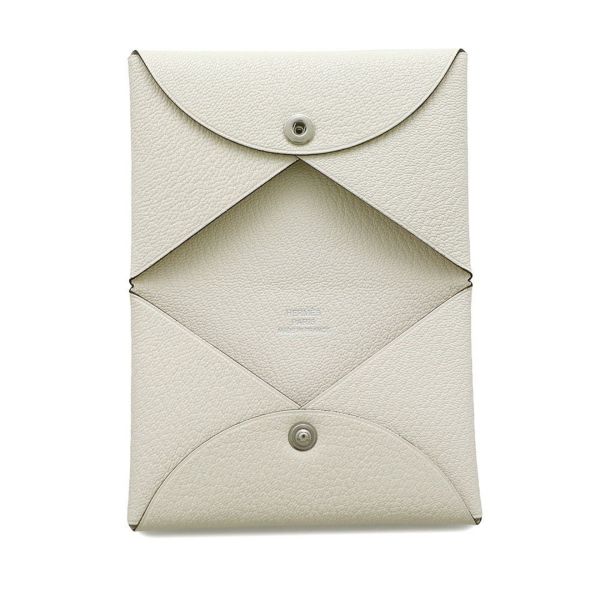 エルメス カードケース カルヴィ ナタ/シルバー金具 シェブルミゾル K刻印 HERMES 名刺入れ シェーブル
