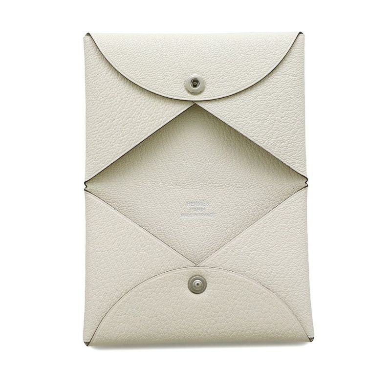 エルメス カードケース カルヴィ ナタ/シルバー金具 シェブルミゾル K刻印 HERMES 名刺入れ シェーブル