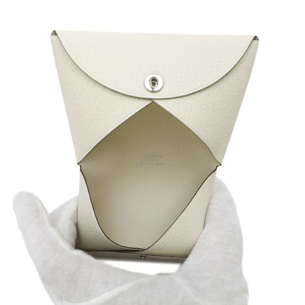 エルメス カードケース カルヴィ ナタ/シルバー金具 シェブルミゾル K刻印 HERMES 名刺入れ シェーブル