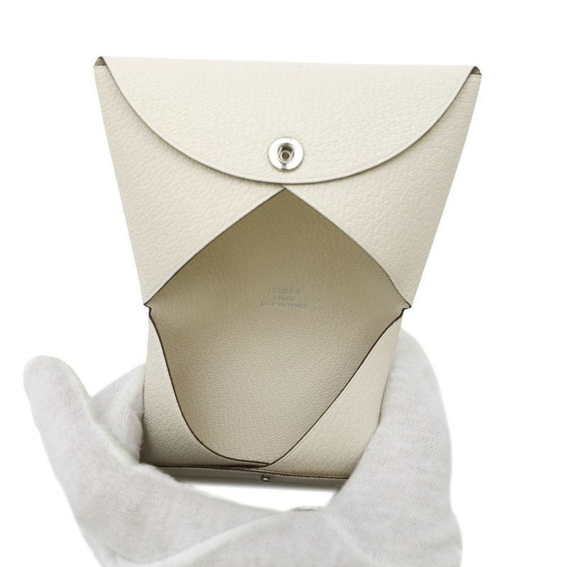 エルメス カードケース カルヴィ ナタ/シルバー金具 シェブルミゾル K刻印 HERMES 名刺入れ シェーブル