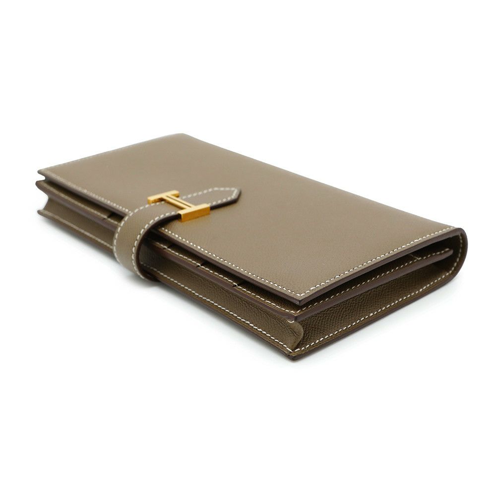 エルメス 長財布 ベアンスフレ エトゥープ/ゴールド金具 ヴォーマダム B刻印 HERMES 財布