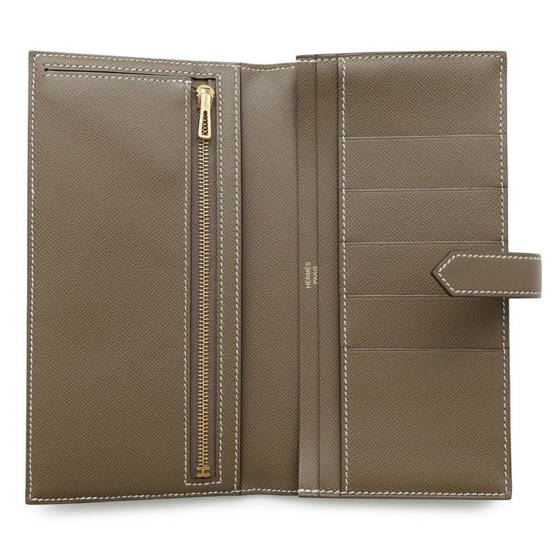 エルメス 長財布 ベアンスフレ エトゥープ/ゴールド金具 ヴォーマダム B刻印 HERMES 財布
