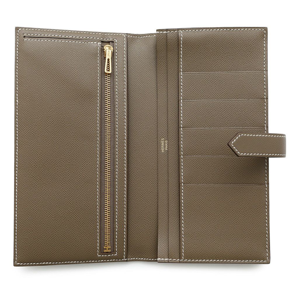 エルメス 長財布 ベアンスフレ エトゥープ/ゴールド金具 ヴォーマダム B刻印 HERMES 財布