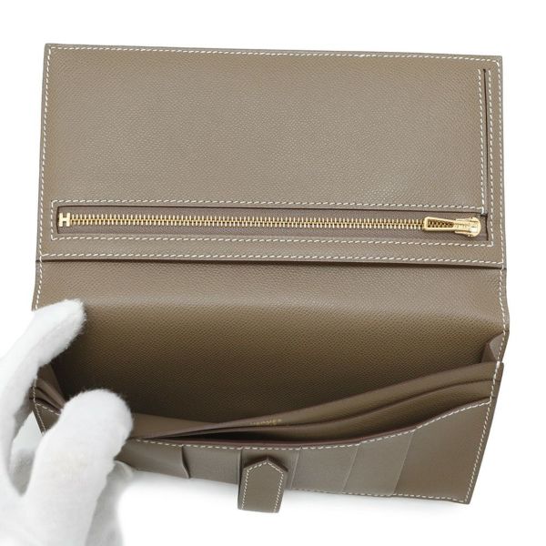 エルメス 長財布 ベアンスフレ エトゥープ/ゴールド金具 ヴォーマダム B刻印 HERMES 財布