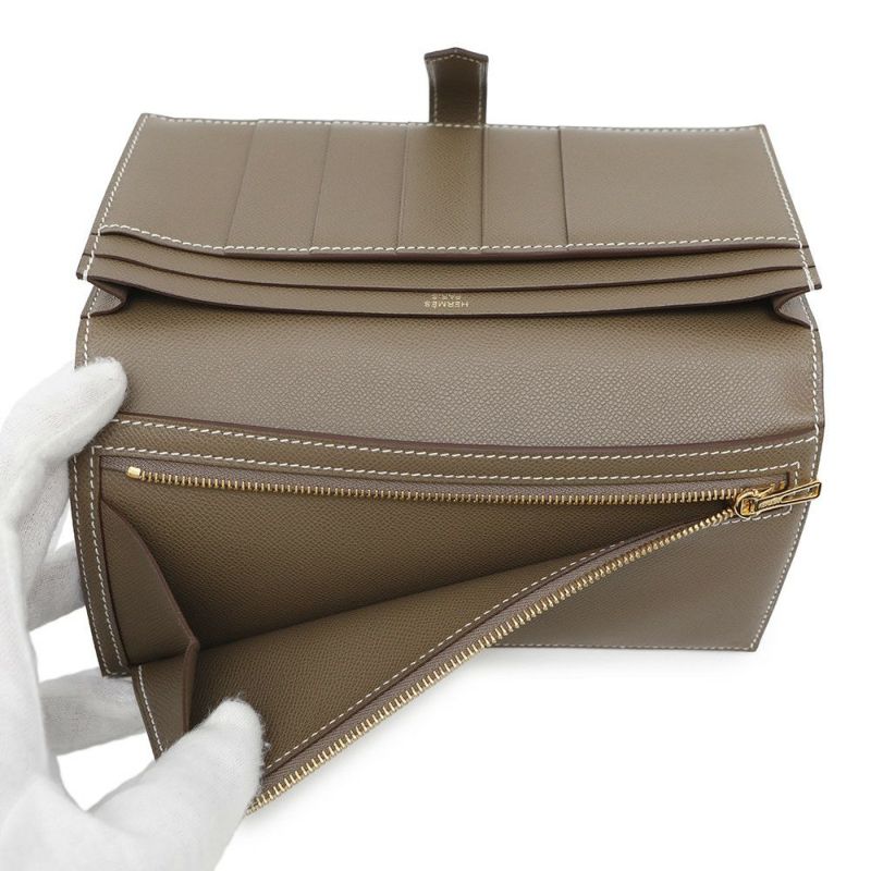 エルメス 長財布 ベアンスフレ エトゥープ/ゴールド金具 ヴォーマダム B刻印 HERMES 財布