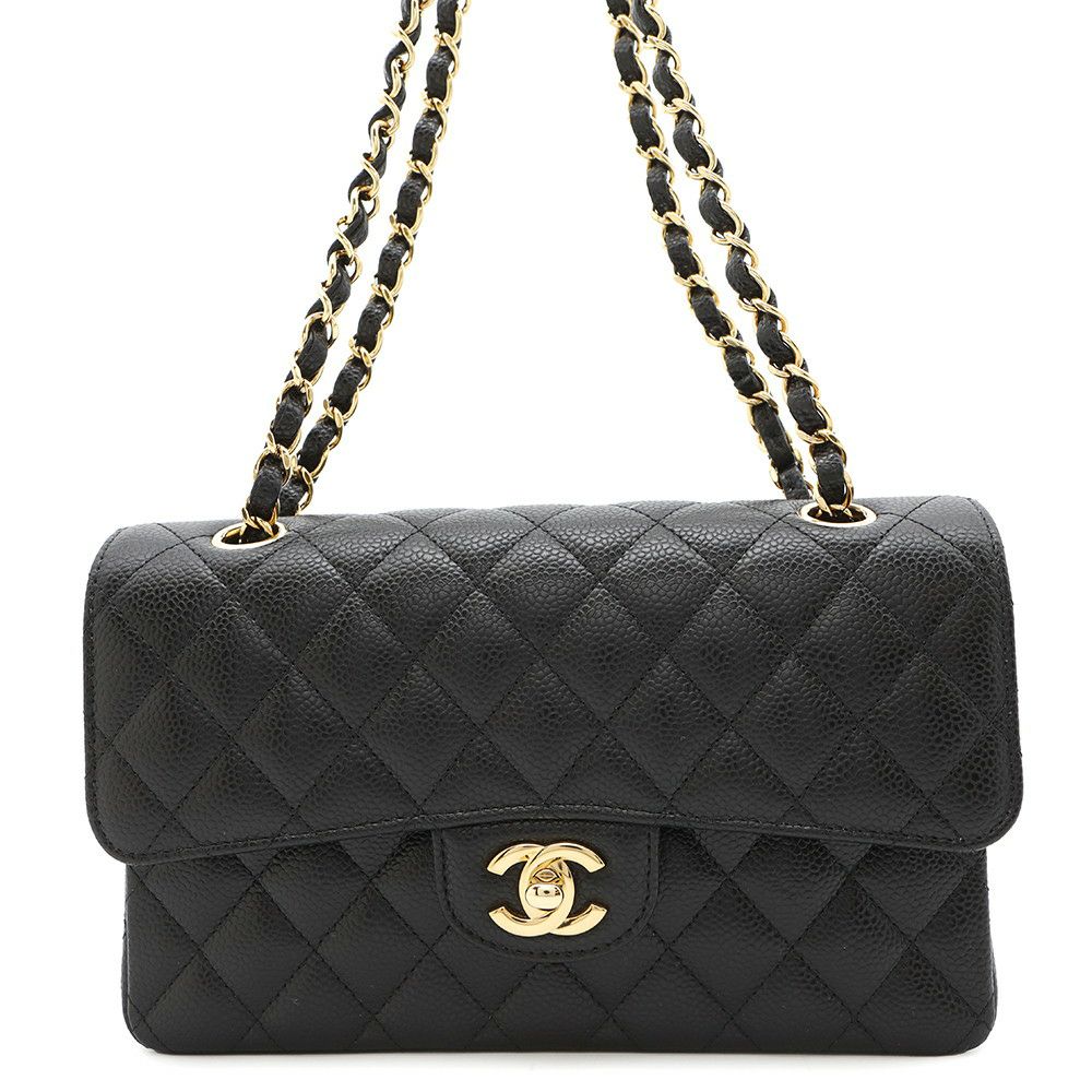 シャネル チェーンショルダーバッグ マトラッセ23 ココマーク ダブルチェーン キャビアスキン A01113 CHANEL 黒