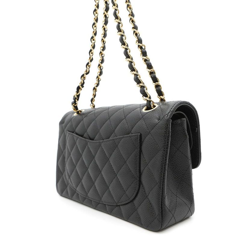 シャネル チェーンショルダーバッグ マトラッセ23 ココマーク ダブルチェーン キャビアスキン A01113 CHANEL 黒