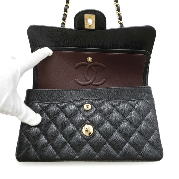 シャネル チェーンショルダーバッグ マトラッセ23 ココマーク ダブルチェーン キャビアスキン A01113 CHANEL 黒