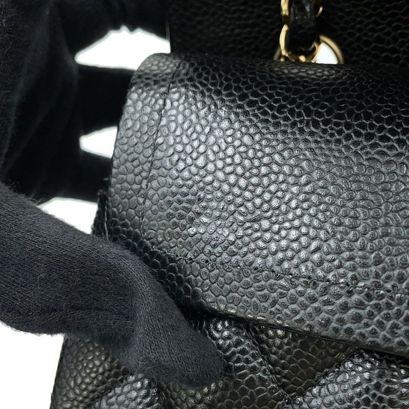 シャネル チェーンショルダーバッグ マトラッセ23 ココマーク ダブルチェーン キャビアスキン A01113 CHANEL 黒